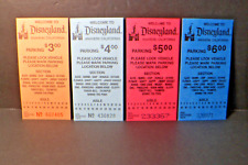 Lot of 4 - Disneyland Parking Tickets $3.00 $4.00 $5.00 $6.00 - Vintage picture
