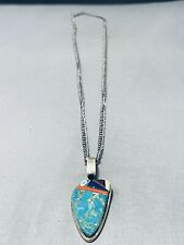 VERY IMPORTANT VINTAGE NAVAJO WES WILLIE TURQUOISE STERLING SILVER Necklace picture