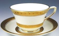 THE BEST ROYAL WORCESTER CORONET FOOTED CUP & SAUCER SET RAISED GOLD ENCRUSTED picture