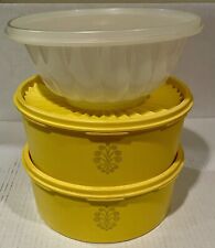 Vintage Tupperware Yellow Servalier Storage Canisters #1204-14 Set of 2 + More picture