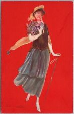 c1910s Italian PRETTY LADY Artist-Signed Postcard Art Deco Fashion Series 940-2 picture