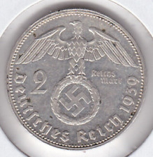 KAPPYSCOINS G8175A   1939A WW2 NAZI GERMANY HINDERBURG  SILVER TWO MARK CIRC picture