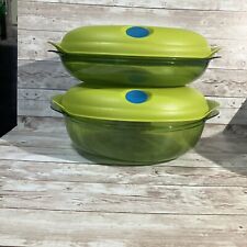 Tupperware Heat n Serve Oval Two Bowls With Lids 2 L And 1.1L Containers picture