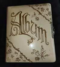 Antique Late 1800s Hardcover Celluloid & Velvet Photo Album picture