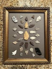Framed Native American Arrowhead And Bird Point Collection Total Of 31 Items picture