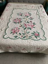 Vintage Hand Appliquéd Quilt Pink Flowers Really Nice picture