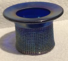 Vintage Blue Imperial Glass Top Hat Tooth Pick Holder Marked I G Inside 2  1/4” picture