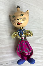 De Carlini Fancy Dressed Cat Hand Blown Glass Christmas Ornament Italy picture