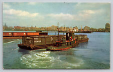 Erie Railroad Diesel Tugboat Barge Hudson River NY Postcard picture
