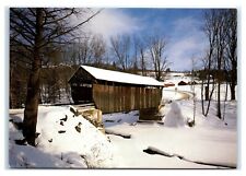 Postcard Winter in New England covered bridge NES29 K3 picture