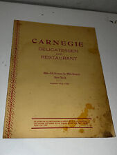 Rare 1945 Carnegie Deli Menu 854 7th Ave New York City picture