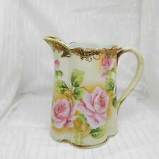 Antique Nippon IE & C  Co. Gold Trimmed Hand Painted Roses Pitcher picture