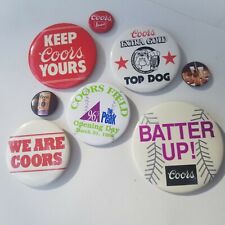 Vintage Pin Back Buttons 1970’s Lot Of 8 Coors Beer Baseball Field Extra Gold picture