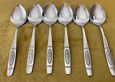 (6)Oneida Distinction Deluxe Rose Pendant Stainless Steel Place/Oval Soup Spoons picture