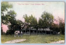 Camp Douglas Wisconsin WI Postcard The Log Cabin People And Trees 1910 Antique picture