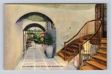 New Orleans LA-Louisiana, Patio Royal, Old Stairway, Antique Vintage Postcard picture