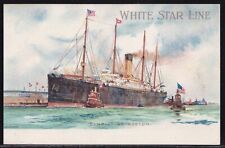 CYMRIC AT BOSTON WHITE STAR LINE ISSUED COLOR ART POSTCARD picture