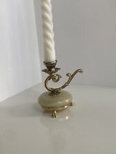 Vintage MCM Italian Marble And Brass Candlestick  picture