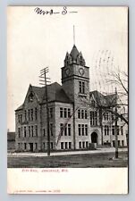 Janesville WI-Wisconsin, City Hall, Antique, Vintage c1911 Souvenir Postcard picture