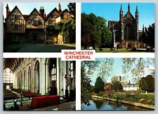 Postcard England Winchester Cathedral Multi View Church 3W picture