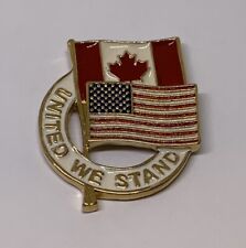 Avon United We Stand US USA American Canada Canadian Flag Lapel Pin (152) picture