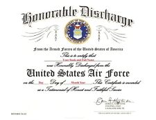 United States Air Force Honorable Discharge Replacement Certificate picture
