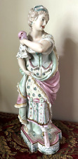 Beautiful Antique Bisque Porcelain Statue Figure Woman in Masquerade Fashion picture