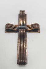 Vintage Copper Crucifix Cross Artisan Swirled Metalwork Pendant Religious Symbol picture