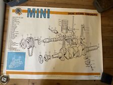 Original Vintage Mini BMC Engine Internal Components Exploded-View Poster picture