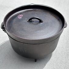 Vintage LARGE 12” CAST IRON Pot - Three Legged LID Pot SKILLET Dutch Oven picture