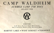 1918 Catalog CAMP WALDHEIM for BOYS Harvey Lake West Barnet Vermont cost $200 picture