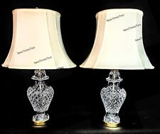 Set of Two (2) Waterford Alana Urn Style Fine Cut Crystal Table Lamps w/ Shades picture