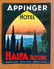 Hotel Luggage Label | Appinger Hotel Haifa Palestine | Nice Scarce Richter picture