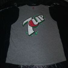 7 UP Soda Pop New Vintage Unworn Large L Gray Promo Tank Top T-Shirt Tee Shirt picture