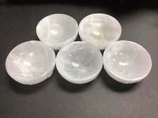 Wholesale Bulk Lot 5 Pack Of Selenite White Crystal Bowl Carved Decor 3.5-4 Inch picture