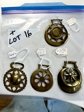 Antique Brass Horse Medallions Vintage Lot of 4 Shield Horseshoe AAHB My Lot #16 picture