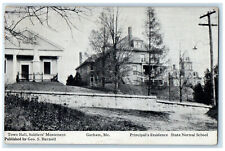 1914 Town Hall Soldiers Monument Principal Residence Gorham Maine ME Postcard picture