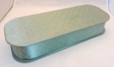 VTG Beautiful Home Quilted Satin Hosiery Handkerchief Vanity Box 1950 TEAL w/LID picture