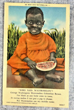 1940s Postcard with Young Boy Eating Watermelon - Ashville Postcard Co. picture