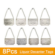 New 8Pcs Liquor Decanter Tags Labels with Adjustable Chain for Bottles (Silver) picture