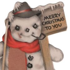 Vtg 1937 Creepy Scary Snowman Diecut Hallmark Greeting Card 30s Christmas Horror picture