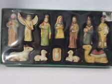 Vintage Nativity Set Porcelain Ceramic 12 Piece Hand Painted In Original Box picture