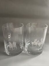 Ralph Lauren Polo Scene 5” Clear Drinking Heavy Glasses Set Of Two picture