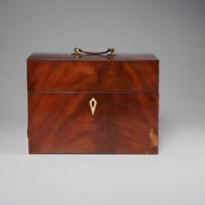 Antique Large 19thC Georgian Style Wood Brass Tea Caddy Box w/ Metal Lining 11