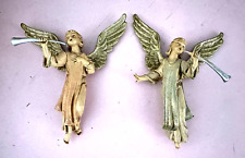 Set of 2 Fontanini Trumpet Horn Angels 1983 Italy Hanging Ornaments 5 in picture