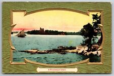 A Picturesque Island Boat Sailboat 1910 Angola Indiana Framed Postcard picture