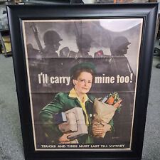 Original WW2 Poster - I'll Carry Mine Too Framed 28x40 Vintage Military Art 🪖 picture