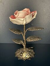 Vintage Porcelain Flower On Pewter Metal Base Zuccotti Napoli/Italy picture