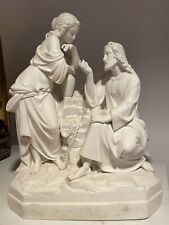 LOOK Large Antique Parian Ware Jesus With The Samaritan Woman Home Decor picture
