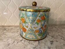 Vintage Multicolor Floral DAHER Round Tin With Lid Made in England 5” x 5” picture
